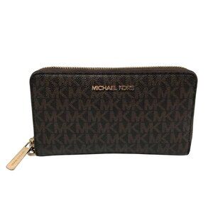 Michael Kors Brown Monogram Coated Canvas Wristlet